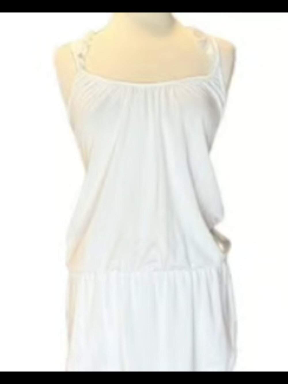 Banana Republic Blouson Top Scoop Neck Straps XL White Blouse Lightweight XS